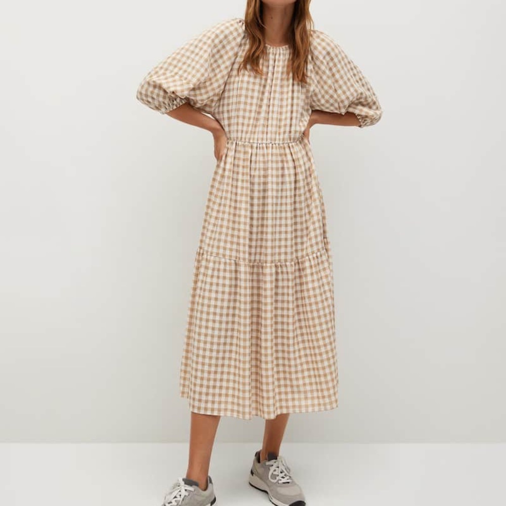 NWT Mango Frilled Check Dress